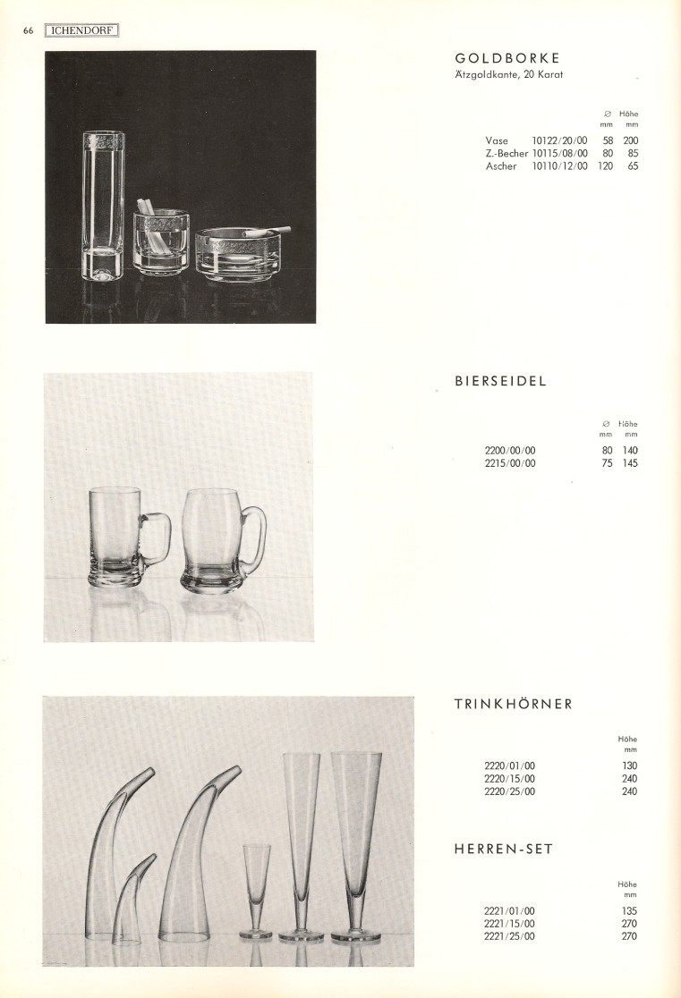Katalog 1973, Seite 66, Goldborke, Bierseidel, Trinkhörner, Herren-Set