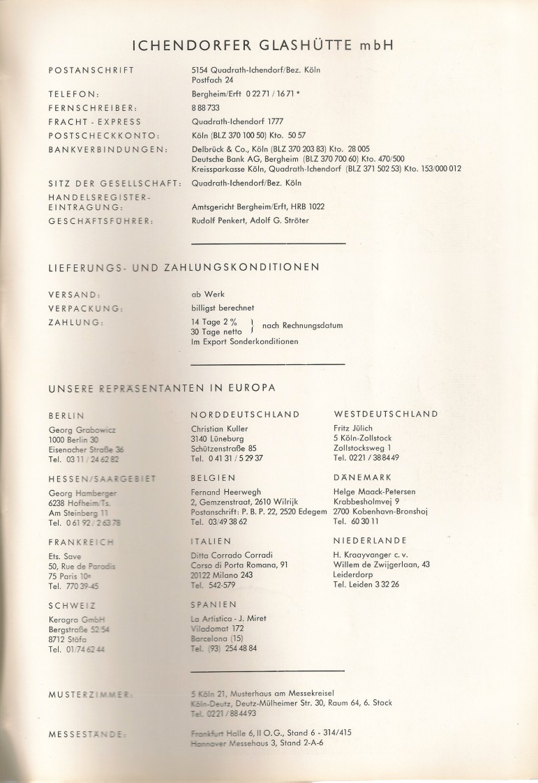 Katalog 1973, Seite 67, Adresse, Bankverbindung etc.